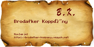 Brodafker Koppány névjegykártya